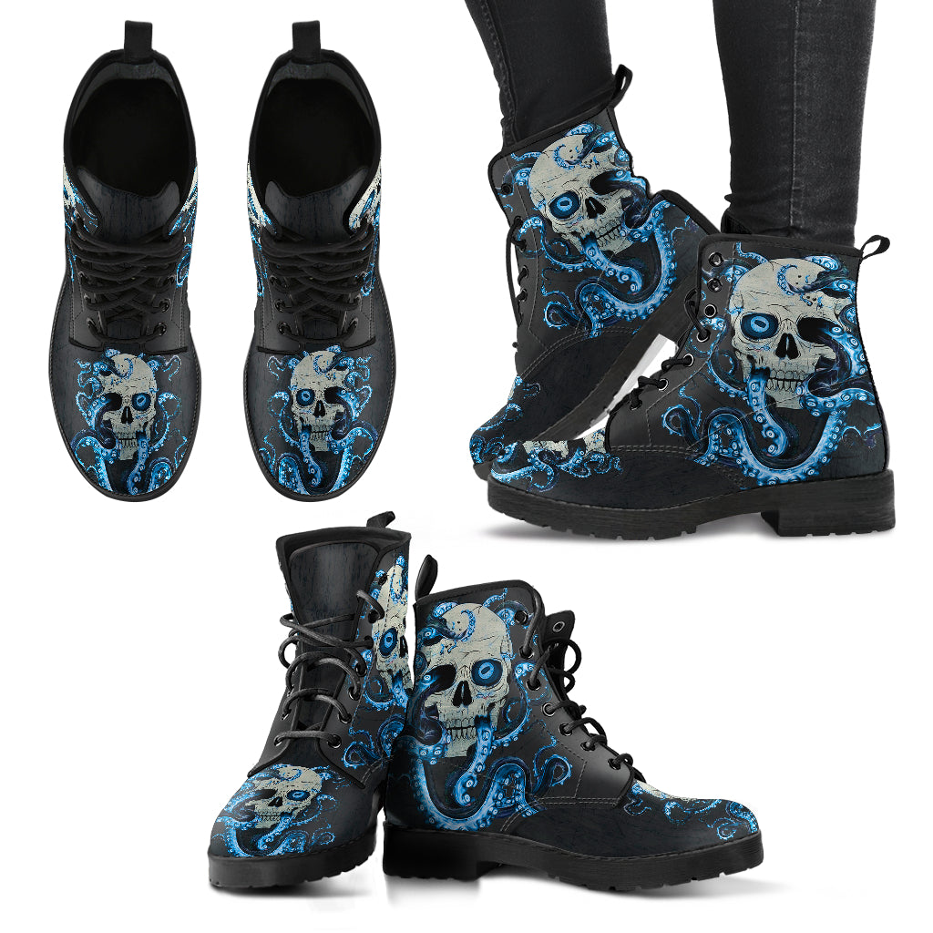 Skull With Octopus Tentacles Women's Handcrafted Premium Boots V2