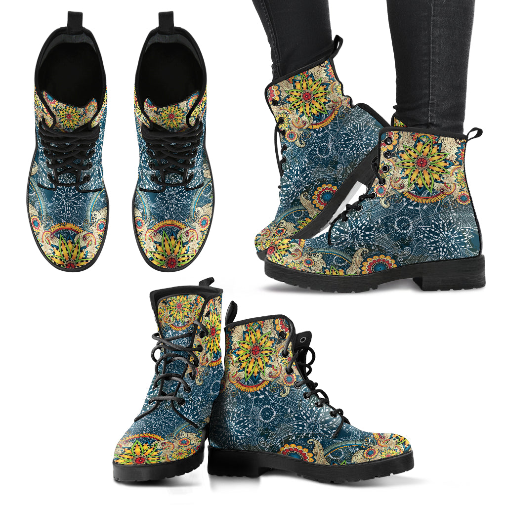 HandCrafted Colorful Fractal Mandala Boots