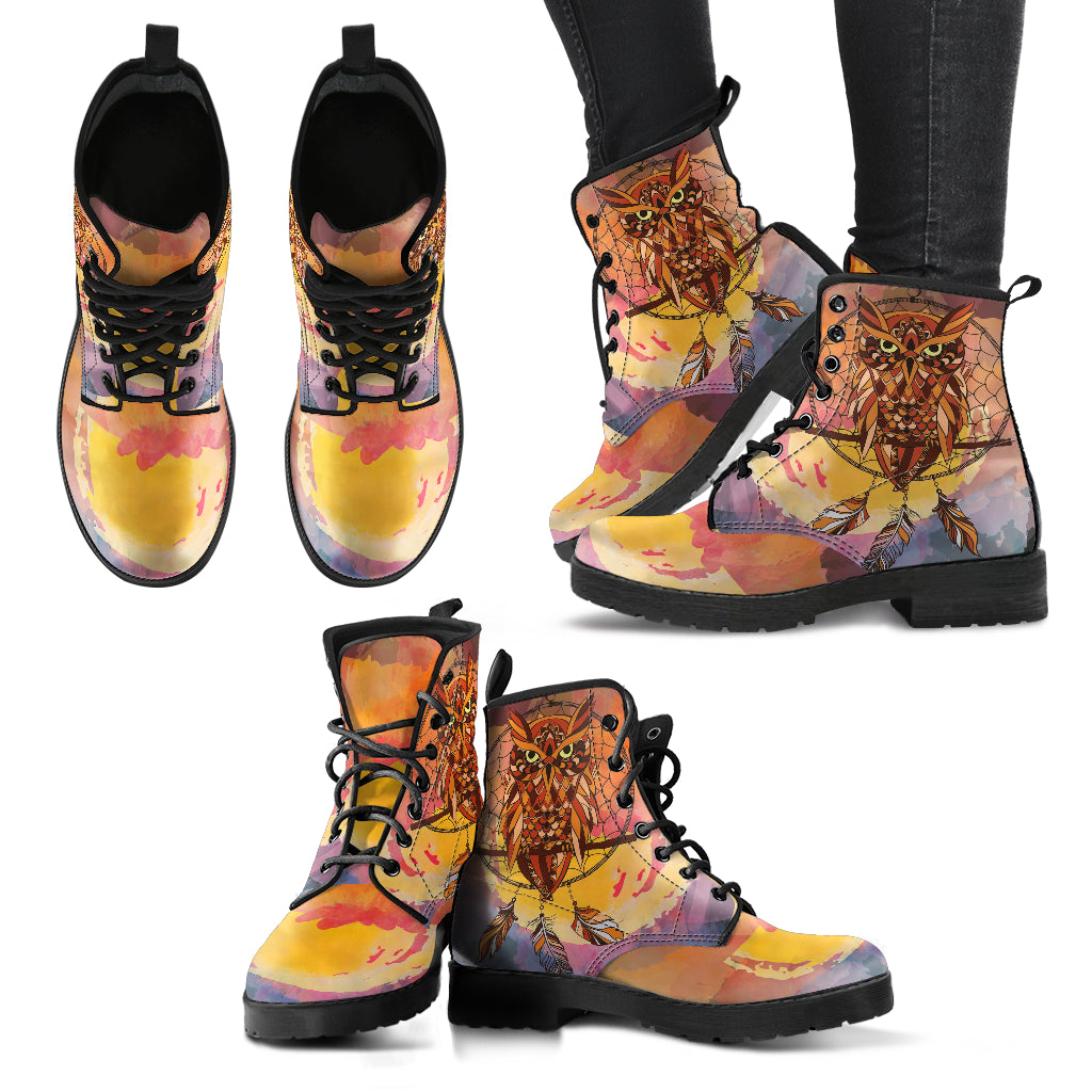 Dream Catcher Owl Women's Leather Boots