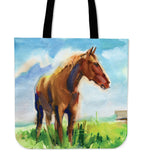 Watercolor Meadow Horse Cloth Tote Bag