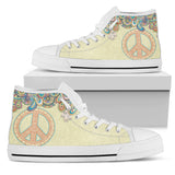 Peace Mandala Handcrafted White Sole High Top Shoes