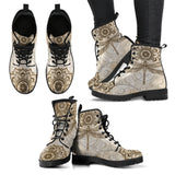 Mandala Dragonfly Beige Handcrafted Boots
