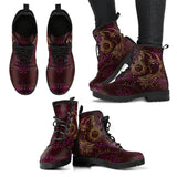 Maroon Sun and Moon Handcrafted Boots