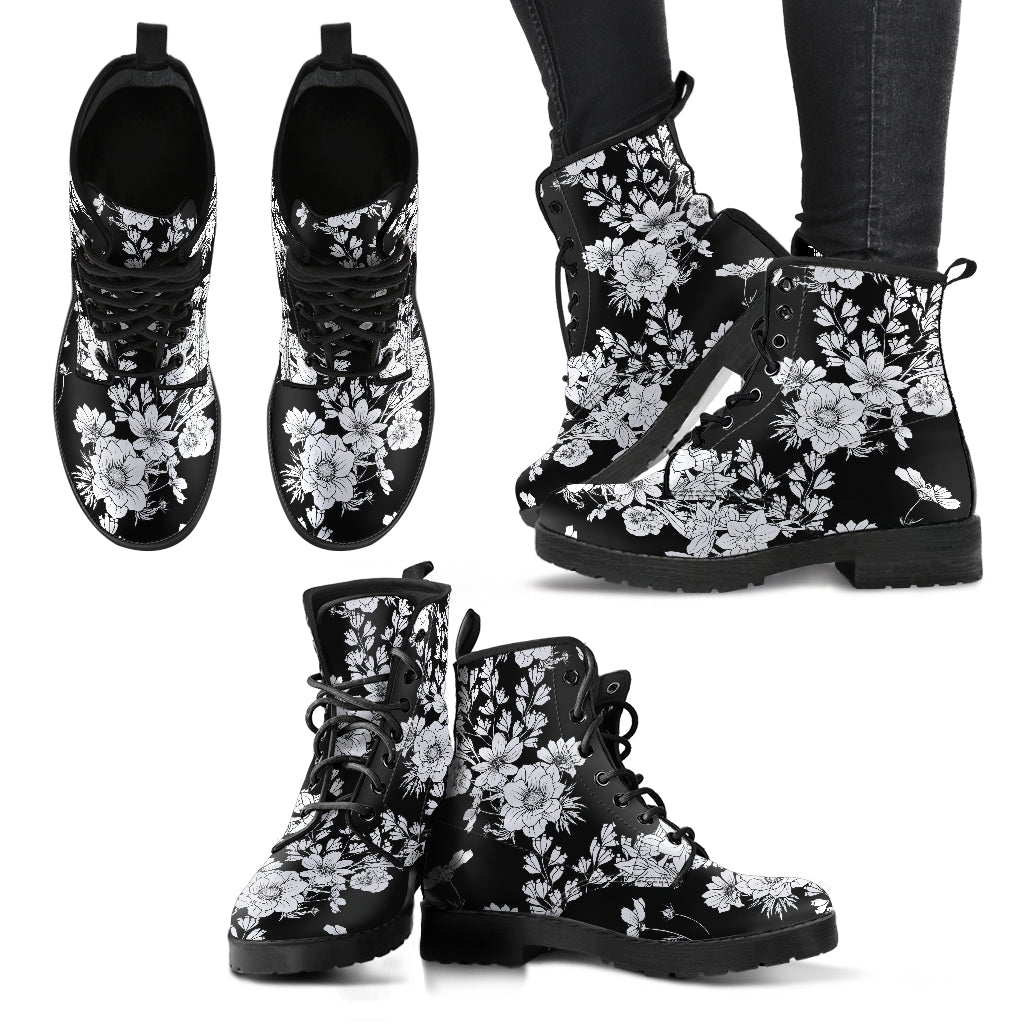 White Flowers Handcrafted Boots
