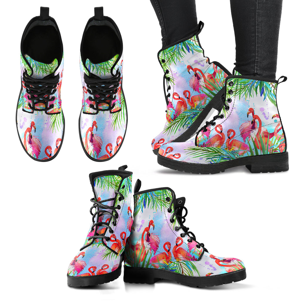 Handcrafted Tropical Flamingo Boots