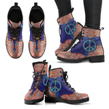 Blue Peace and Mandala Handcrafted Boots