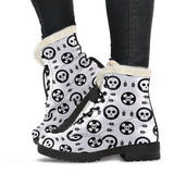 Skulls and Potion Faux Fur Leather Boots