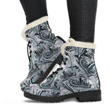 Funky Patterns in Blacks - Faux Fur Leather Boots