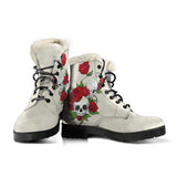 Skull Couple Roses (Sweet Corn) - Faux Fur Leather Boots