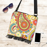 Pretty Paisley in Yellow Red Crossbody Bag