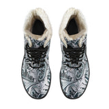 Funky Patterns in Blacks - Faux Fur Leather Boots